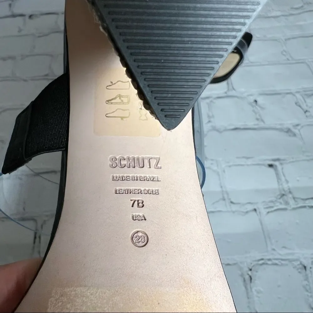 NEW Schutz Ariellen Sandal Clear Black Rhinestone Sandal Sz 7